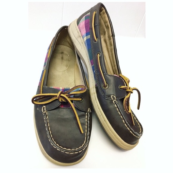 croft & barrow Shoes Croft Barrow Vivian Brown Plaid Boat Shoes Euc